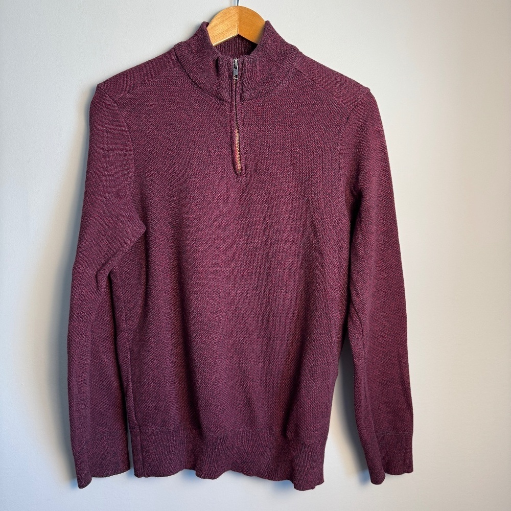 Robert‎ Graham Men's 1/4 Zip Long Sleeve Pullover Sweater Maroon/Black Medium